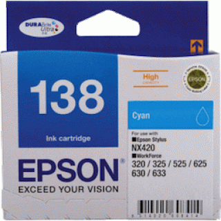 Epson No. 138 Cyan High Yield Ink Cartridge